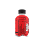 Red QNT Kick Energy drink bottle with barcode and black screw cap, zero sugar lemon lime flavor