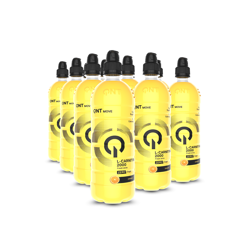 Yellow sports drinks pack with black caps for QNT L-Carnitine 2000mg supplement