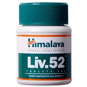 White bottle with teal cap of Himalaya Liv.52 tablets supporting liver health with Himalayan herbal ingredients