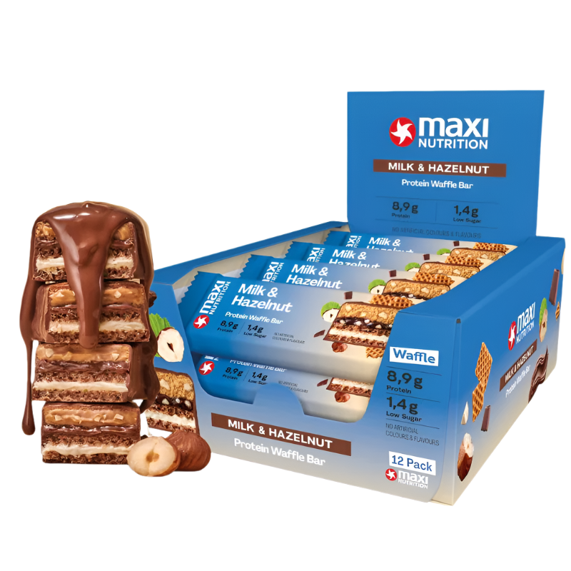 MaxiNutrition Protein Waffle Bar - 12x40g / Milk & Hazelnut - Protein Bars