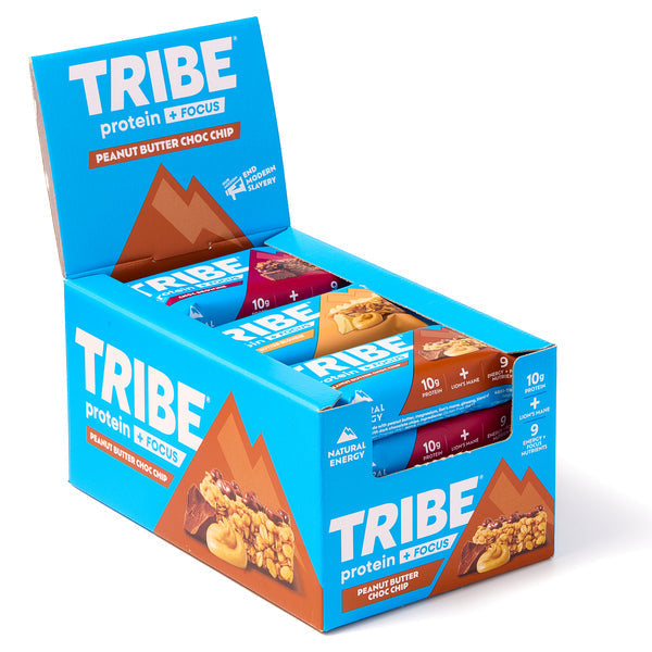 Tribe Protein + Focus Flapjack - 12x60g / Peanut Butter Choc Chip - Protein Flapjacks