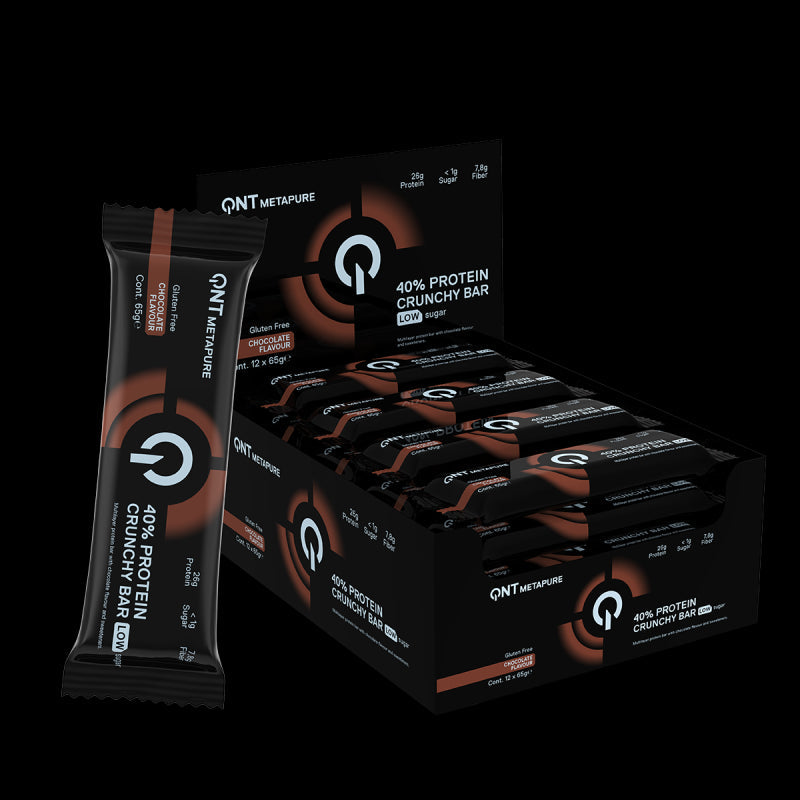 QNT 40% Protein Crunchy Bar - 12x65g / Chocolate Cookie - Protein Bars