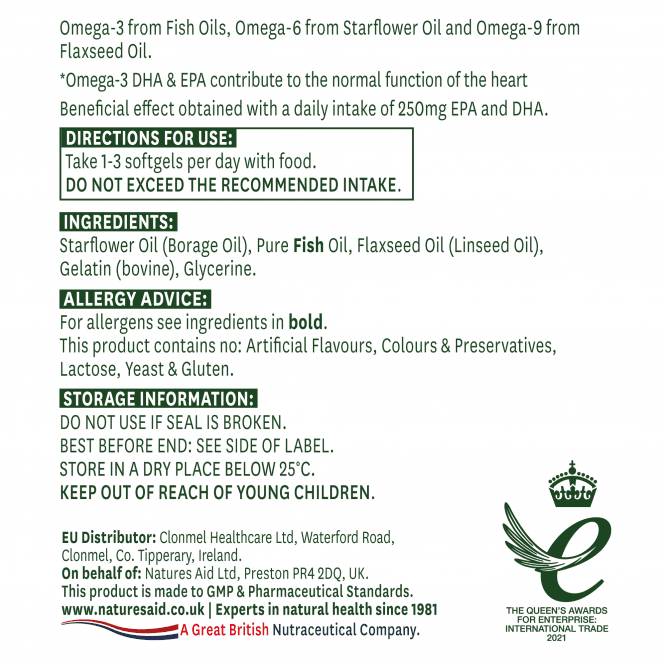 Natures Aid Complete EFA (Omega 3 6 + 9) - 90 Softgels - Omega Capsules