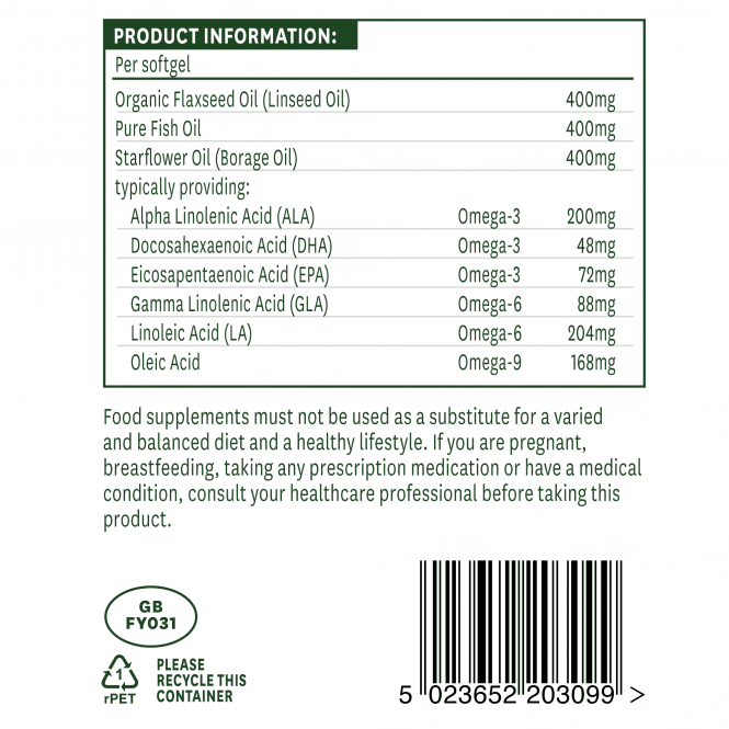Natures Aid Complete EFA (Omega 3 6 + 9) - 90 Softgels - Omega Capsules