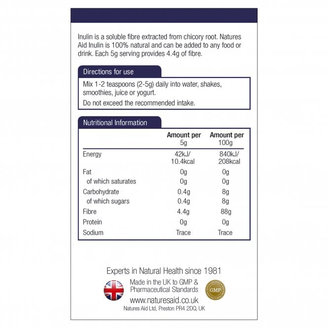 Natures Aid Inulin Powder - 250g - Digestion Support Capsules