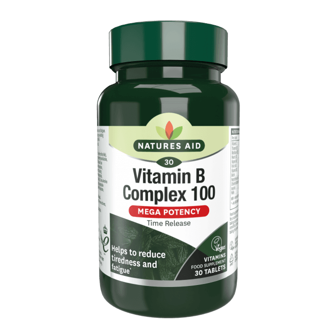 Natures Aid Vit B Complex 100mg Time Release (Mega Potency) - 30 Tabs - Vitamin B Capsules