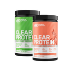 Optimum Nutrition Clear Protein vegan formula with naturally occurring BCAAs in lime sorbet and juicy peach flavors for muscle growth