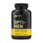 Black bottle of Optimum Nutrition Opti-Men multivitamins for active men with mental performance boost