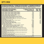 Opti-Men supplement nutritional info highlighting active ingredients for mental performance