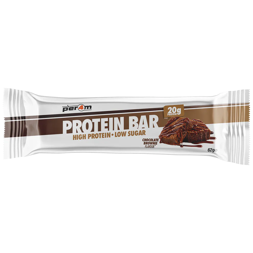 Chocolate brownie Per4m Protein Bar with 20g protein and low sugar for muscle gains