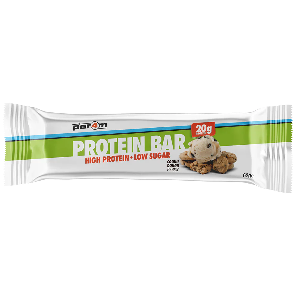 Per4m Protein Bar with cookie dough flavor, high protein low sugar, 20g protein