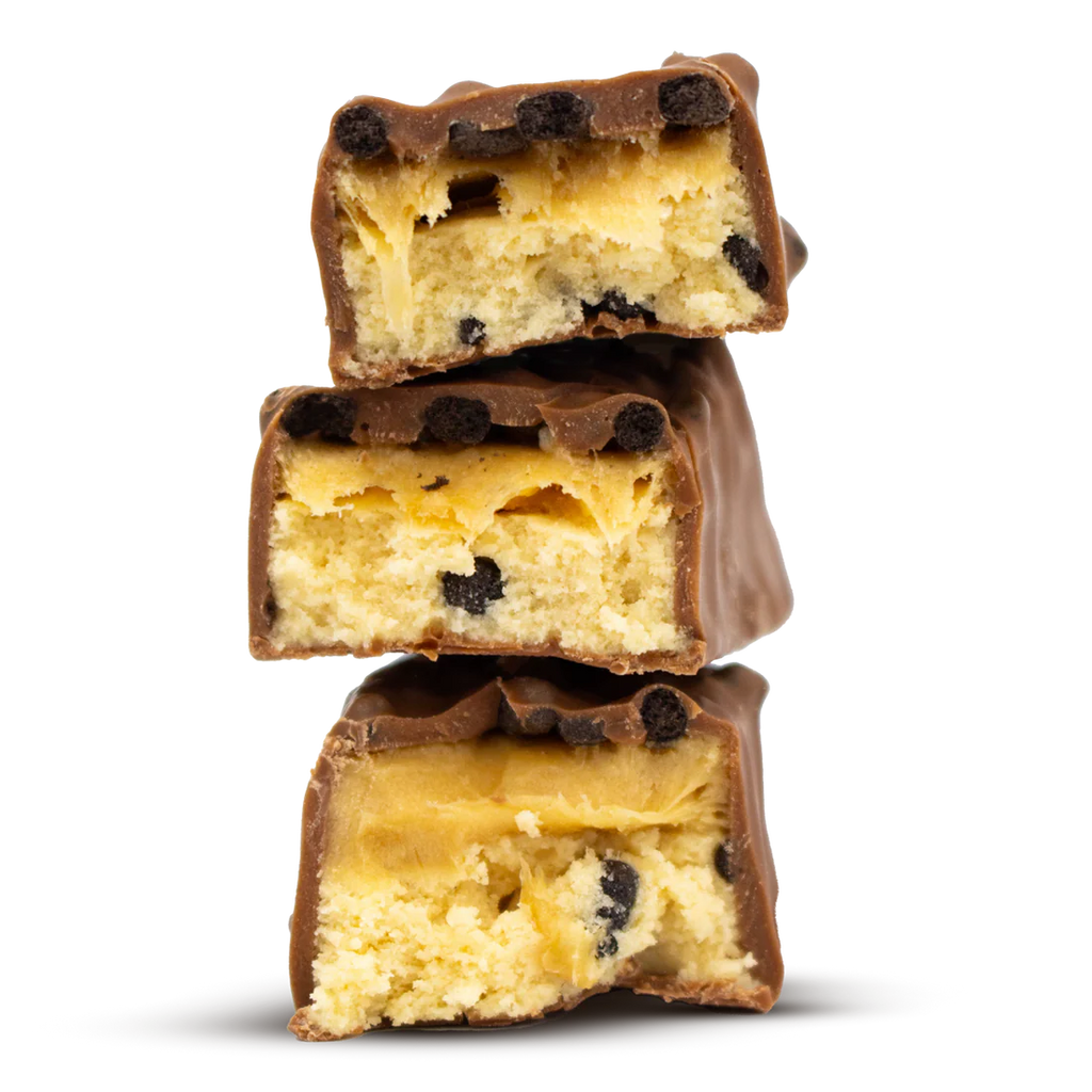 Per4m Protein Bar with chocolate-covered cookie dough and visible chocolate chips