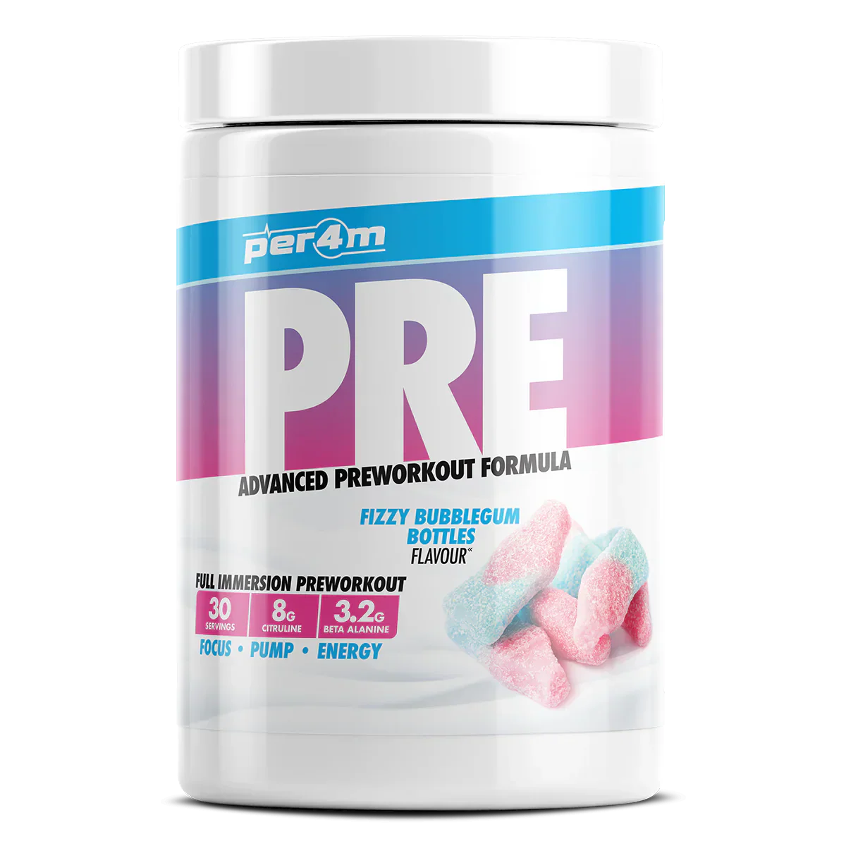 Per4m Pre - 570g / Fizzy Bubblegum Bottles - Beta-Alanine
