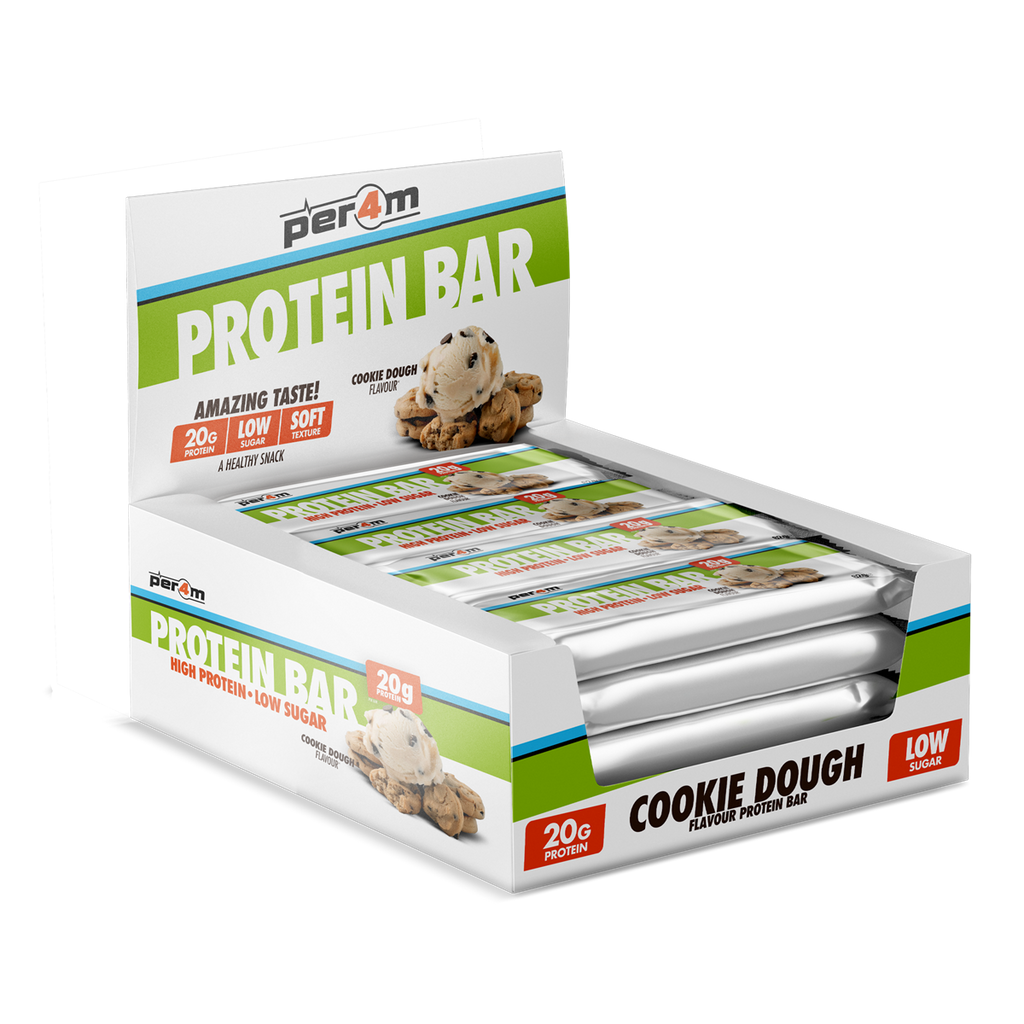 Per4m Protein Bar with Cookie Dough flavor, 20g protein, low sugar, great snack