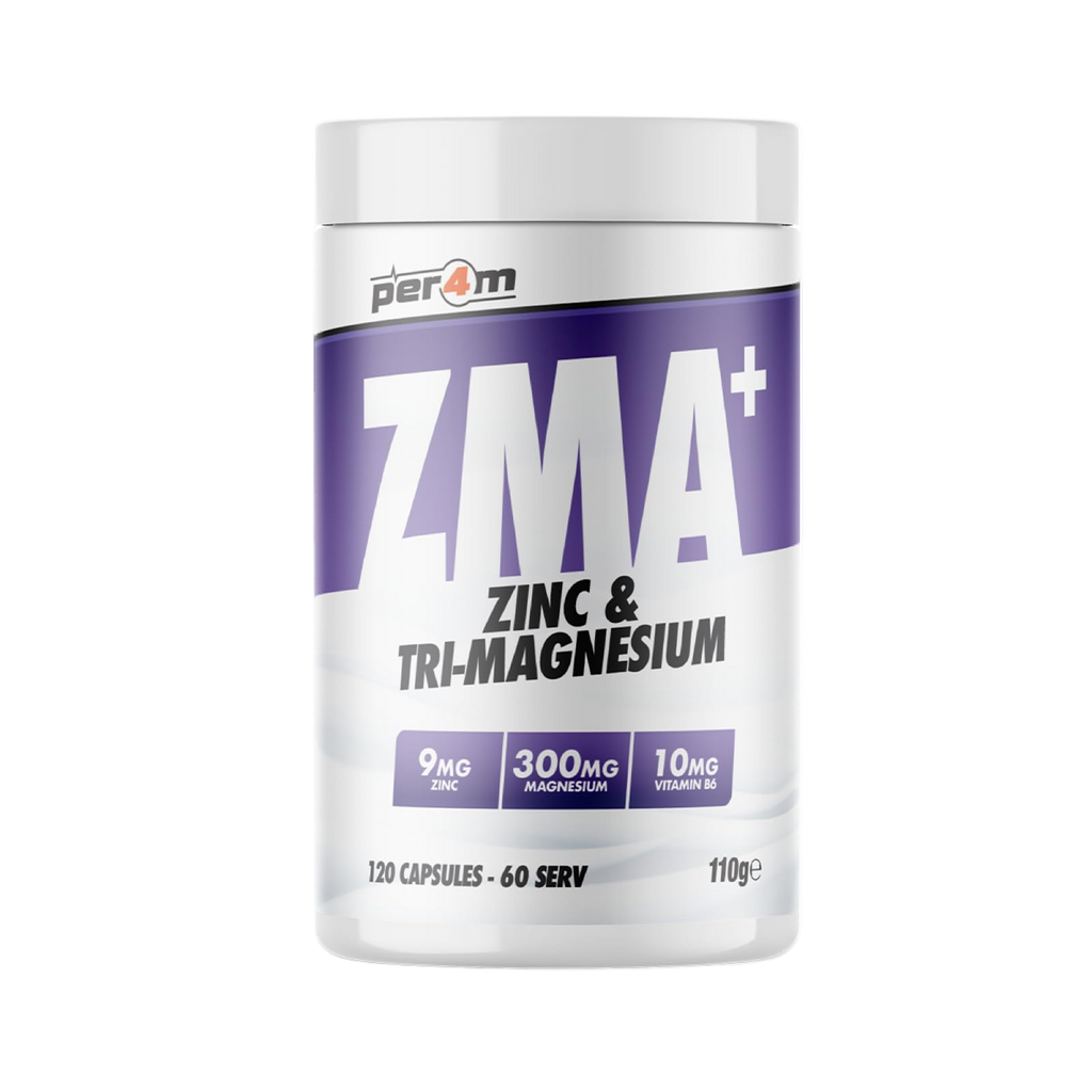 Per4m ZMA supplement bottle with tri-magnesium for muscle support, 120 capsules