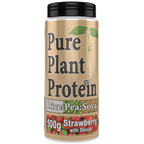 Strawberry-flavored Nutri Vegan Pure Plant Protein with complete amino acids in container