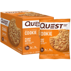 Quest Nutrition Cookie box with a chewy white chocolate macadamia cookie wrapper