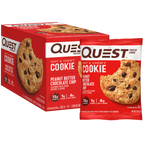 Quest Nutrition Cookie box with chewy white chocolate macadamia cookie wrapper in front