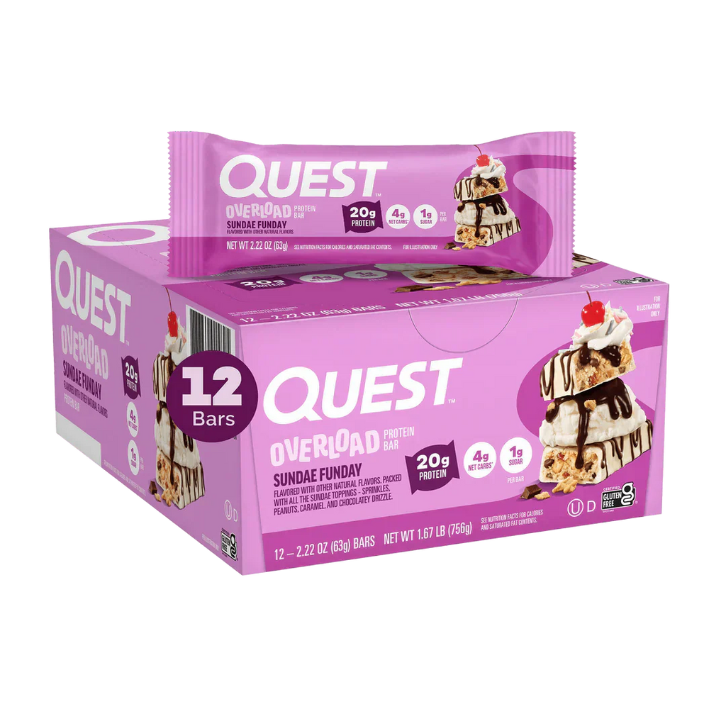 Quest Nutrition Overload Protein Bar - 12x60g / Sundae Funday - Protein Bars