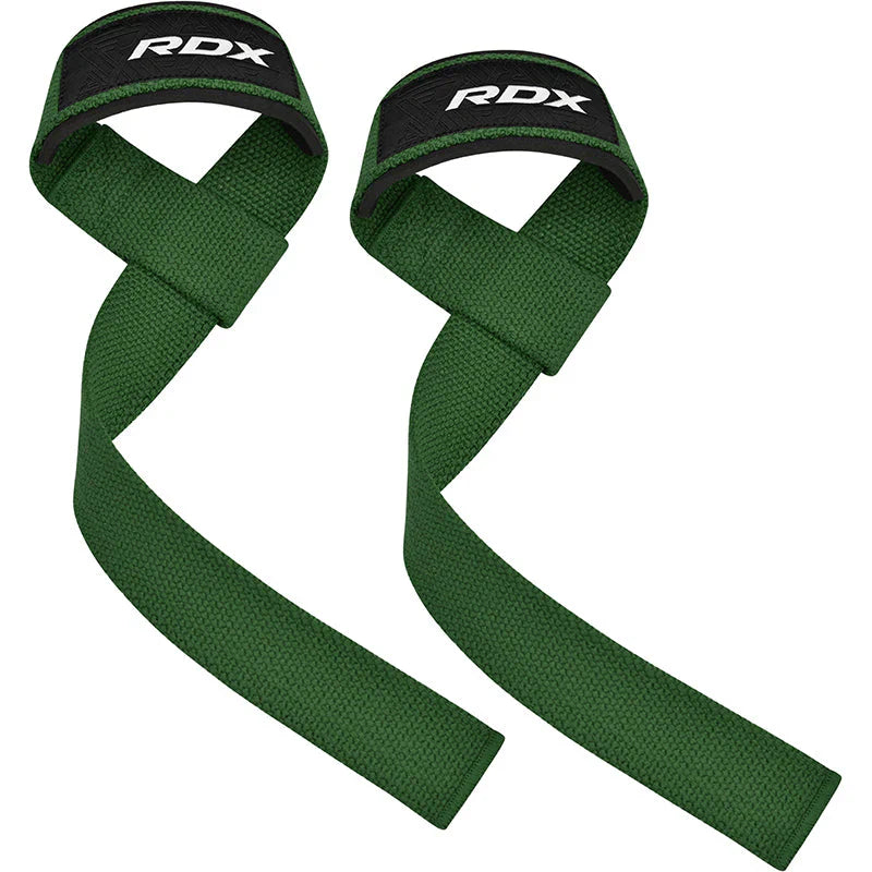 Green RDX Training Weight wrist straps with black padded loops and wicking properties