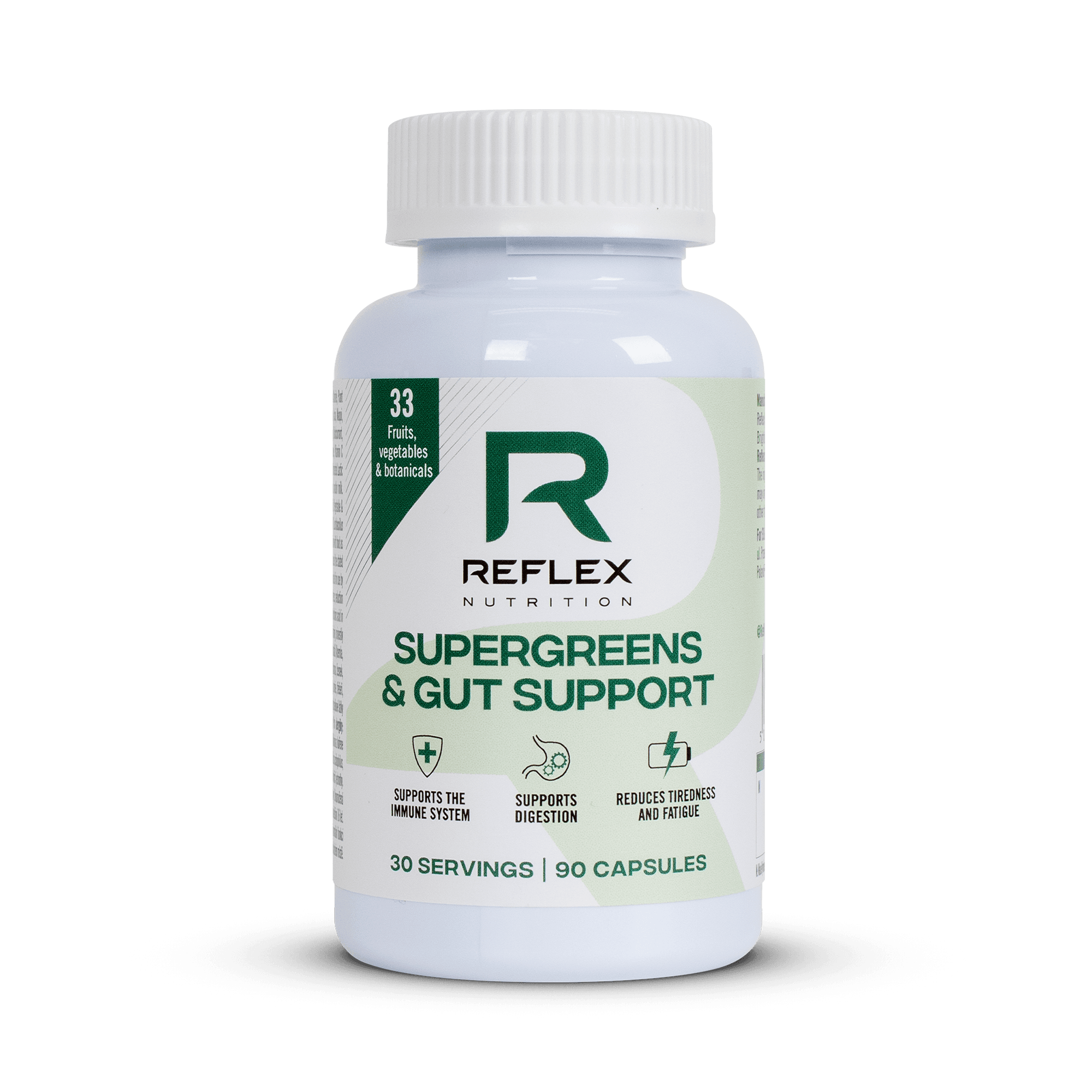 Reflex Nutrition Supergreens & Gut Support - 90 Veg Caps - Greens Capsules