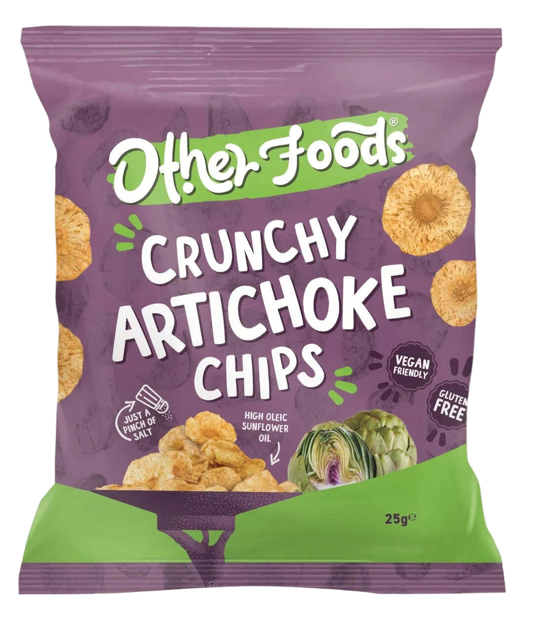 Other Foods Artichoke Crisps 16x25g / Crunchy Artichoke Chips Vegan