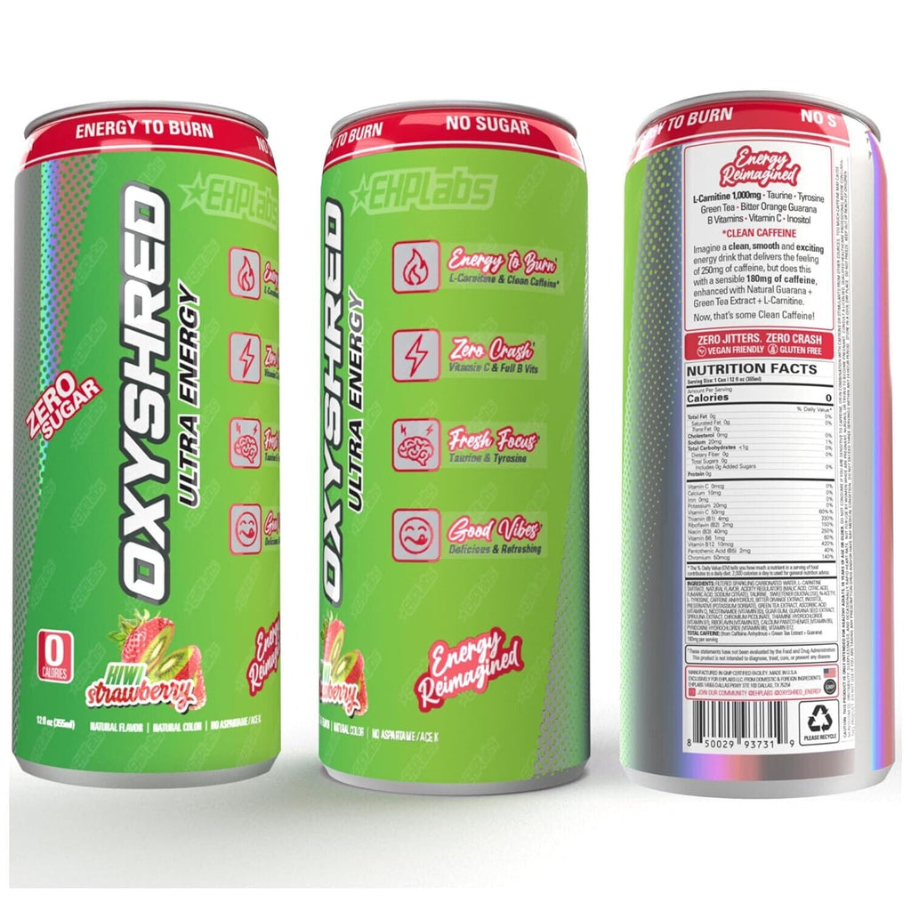 EHP Labs Oxyshred Ultra Energy Drink 12x330ml - 12x355ml / Peach Candy Rings - Energy Ready-to-Drinks