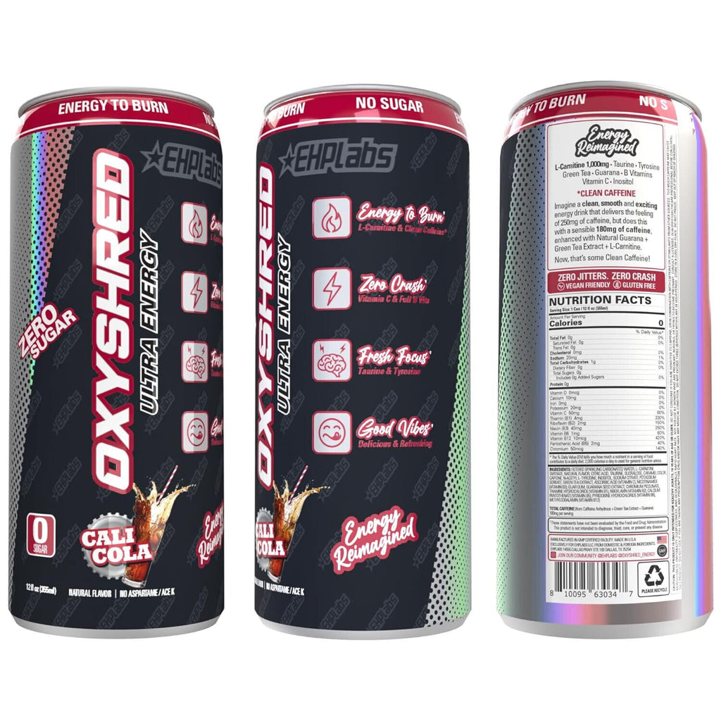 EHP Labs Oxyshred Ultra Energy Drink 12x330ml - 12x355ml / Peach Candy Rings - Energy Ready-to-Drinks