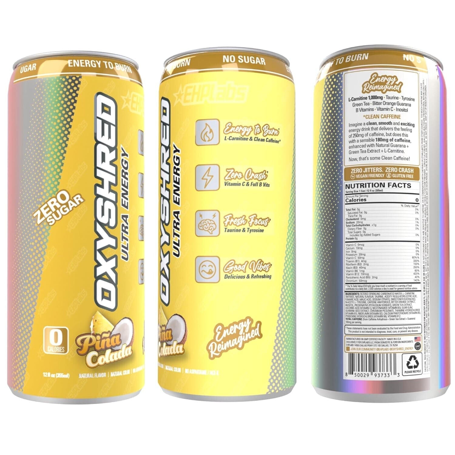 EHP Labs Oxyshred Ultra Energy Drink 12x330ml - 12x355ml / Peach Candy Rings - Energy Ready-to-Drinks