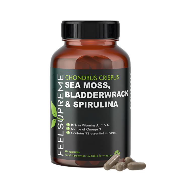 Feel Supreme Seamoss with Bladderwrack and Spirulina | Detox Blend - 90 Veg Caps - Detox Support Capsules