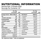 Nutritional info label for Strom Sports PerforMAX lime citrus supplement, carefully sourced