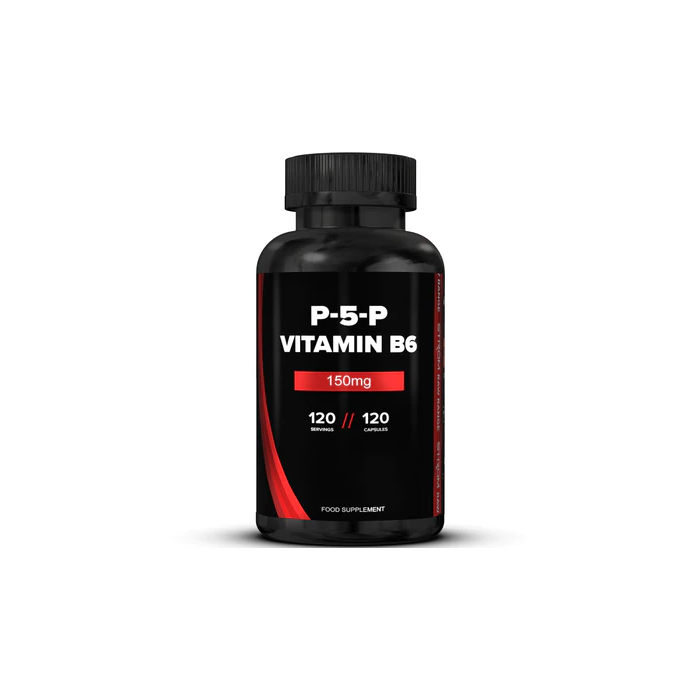 Black Strom Sports P-5-P 150MG Vitamin B6 bottle for supporting metabolic processes and mood