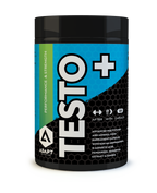 Black and blue Adapt Nutrition Testo+ container supports healthy testosterone and normal protein synthesis