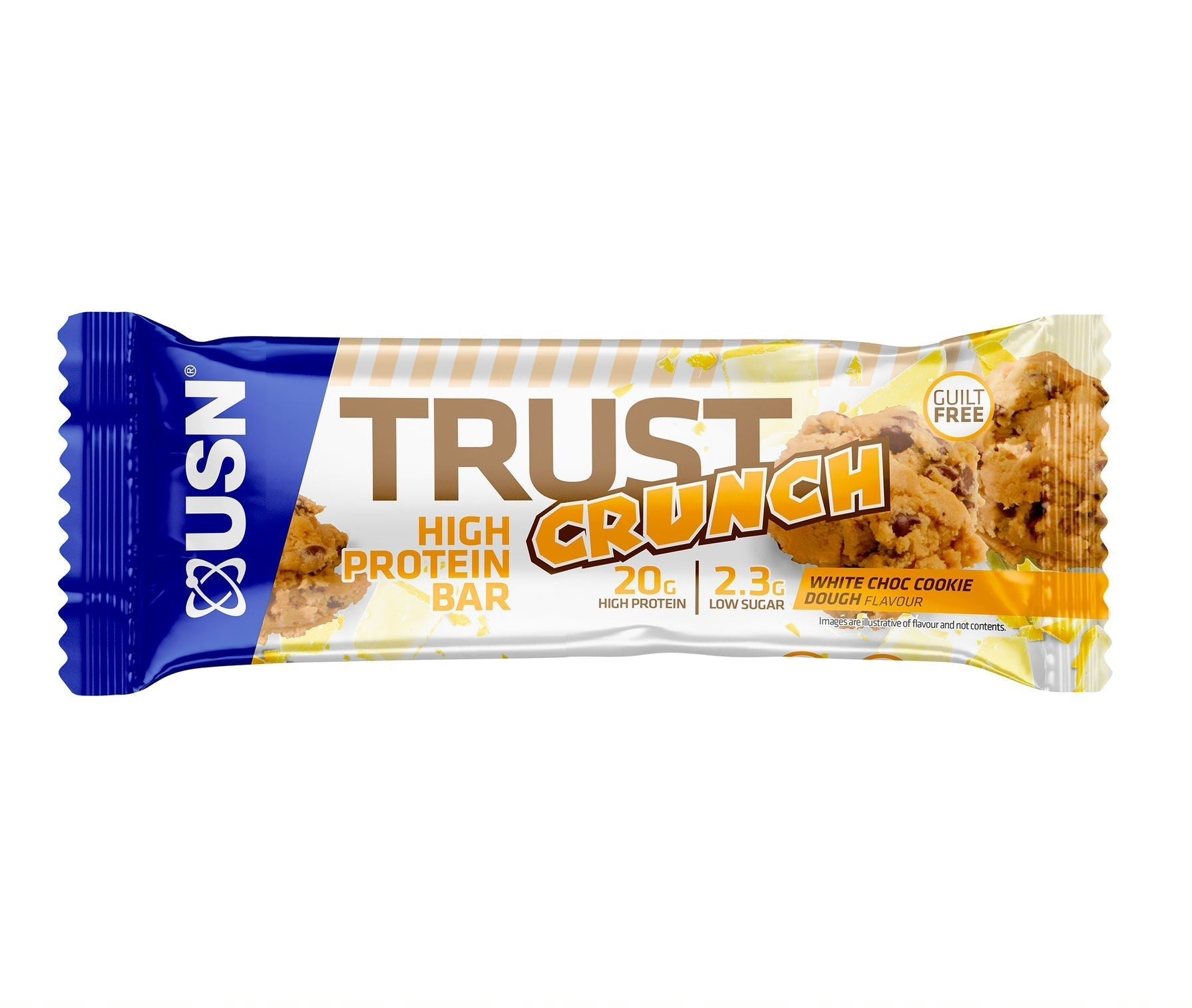 USN Trust Crunch Bars - 12x60g / White Chocolate Cookie Dough - Protein Bars