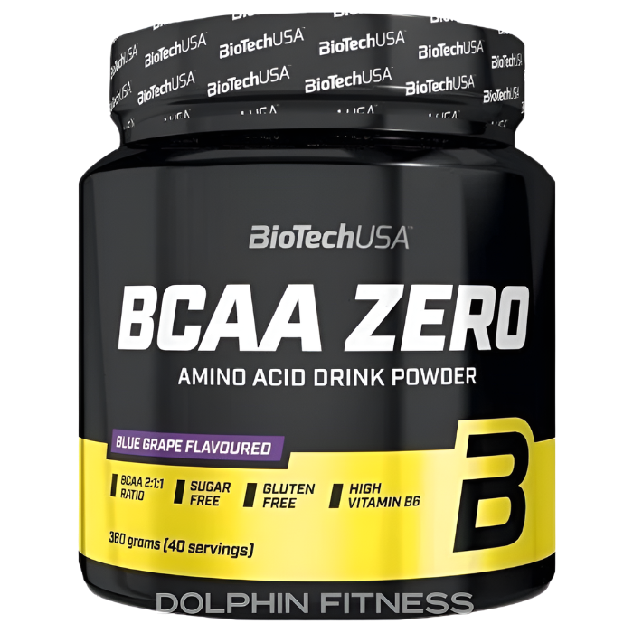 Black BioTech USA BCAA Zero jar in blue grape flavor for lean muscle and clean nutrition