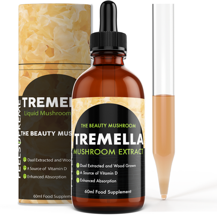 Feel Supreme Tremella mushroom liquid supplement with dropper for improving skin health
