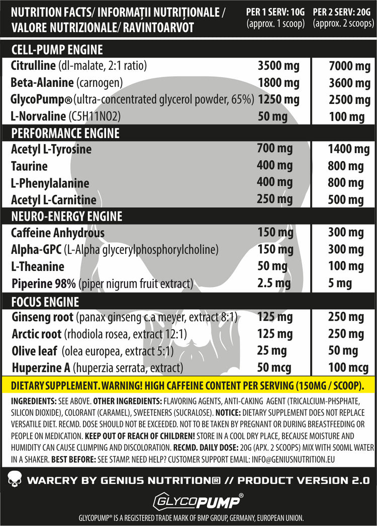 Genius Nutrition Warcry - Pre-Workout Powder
