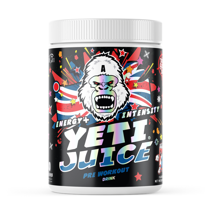 Gorillalpha Yeti Juice Cherry Bomb pre-workout drink tub for chaos crew protein fans