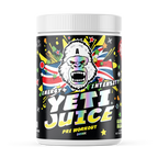 Colorful Gorillalpha Yeti Juice pre-workout drink with stylized Yeti graphic