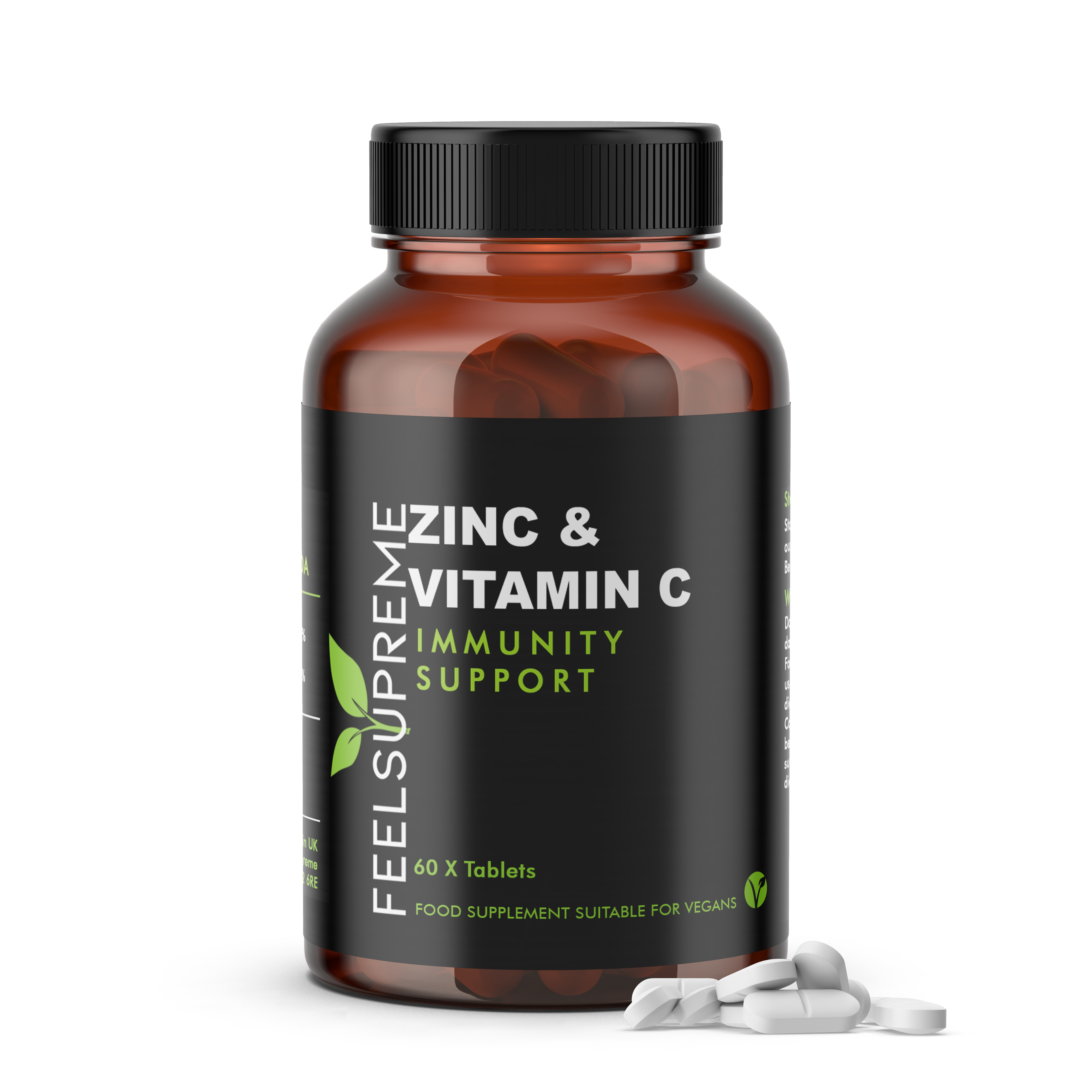 Feel Supreme Zinc with Vitamin C - 60 Tabs - Zinc Capsules